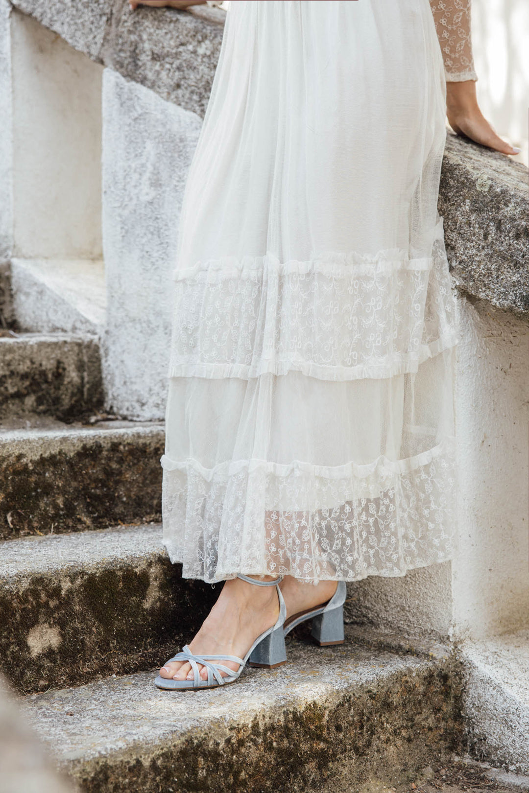 sandalias en terciopelo azul