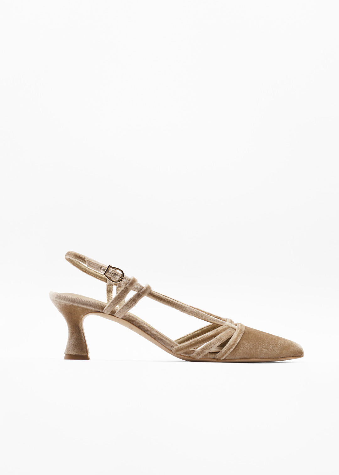 Zapato de salon en punta beige tostado bajito