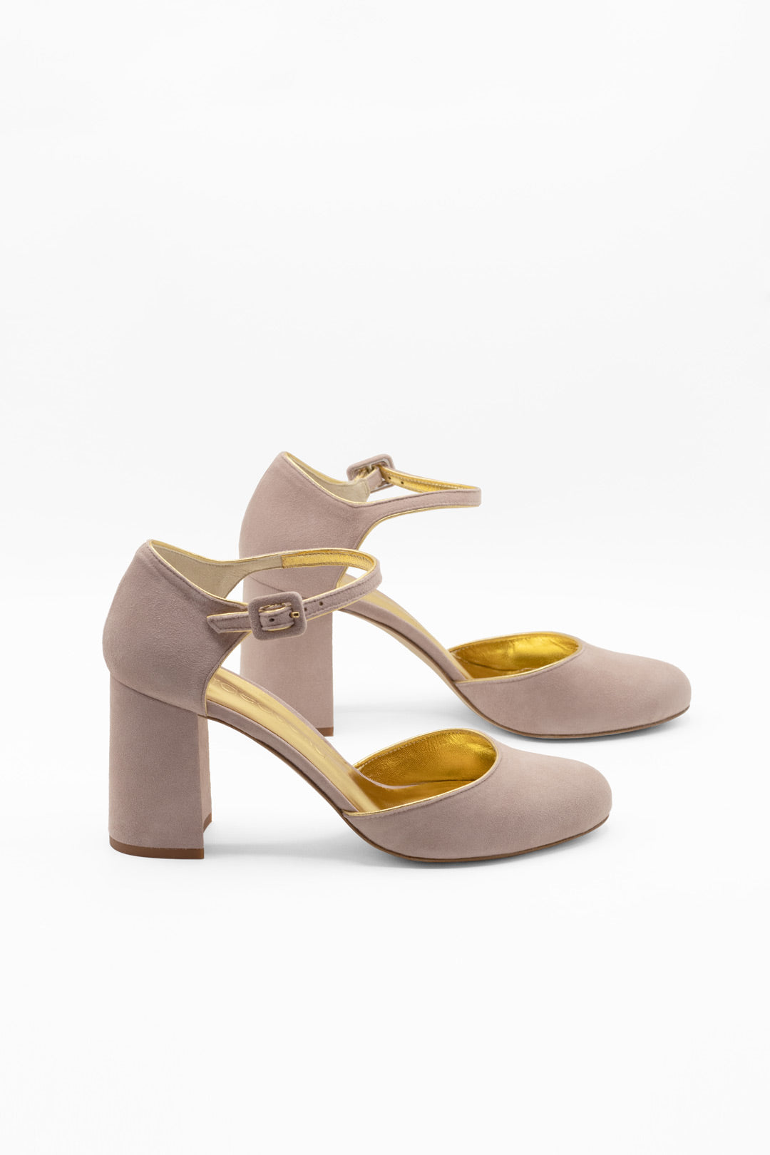 Tacones de novia cómodos rosa con punta redonda