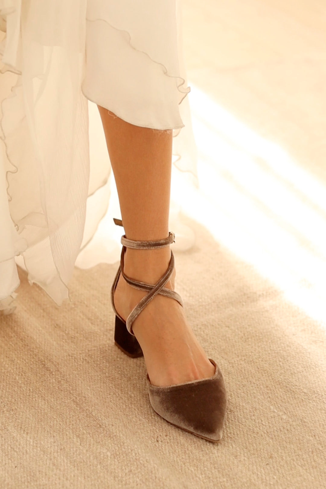 zapato en terciopelo de seda