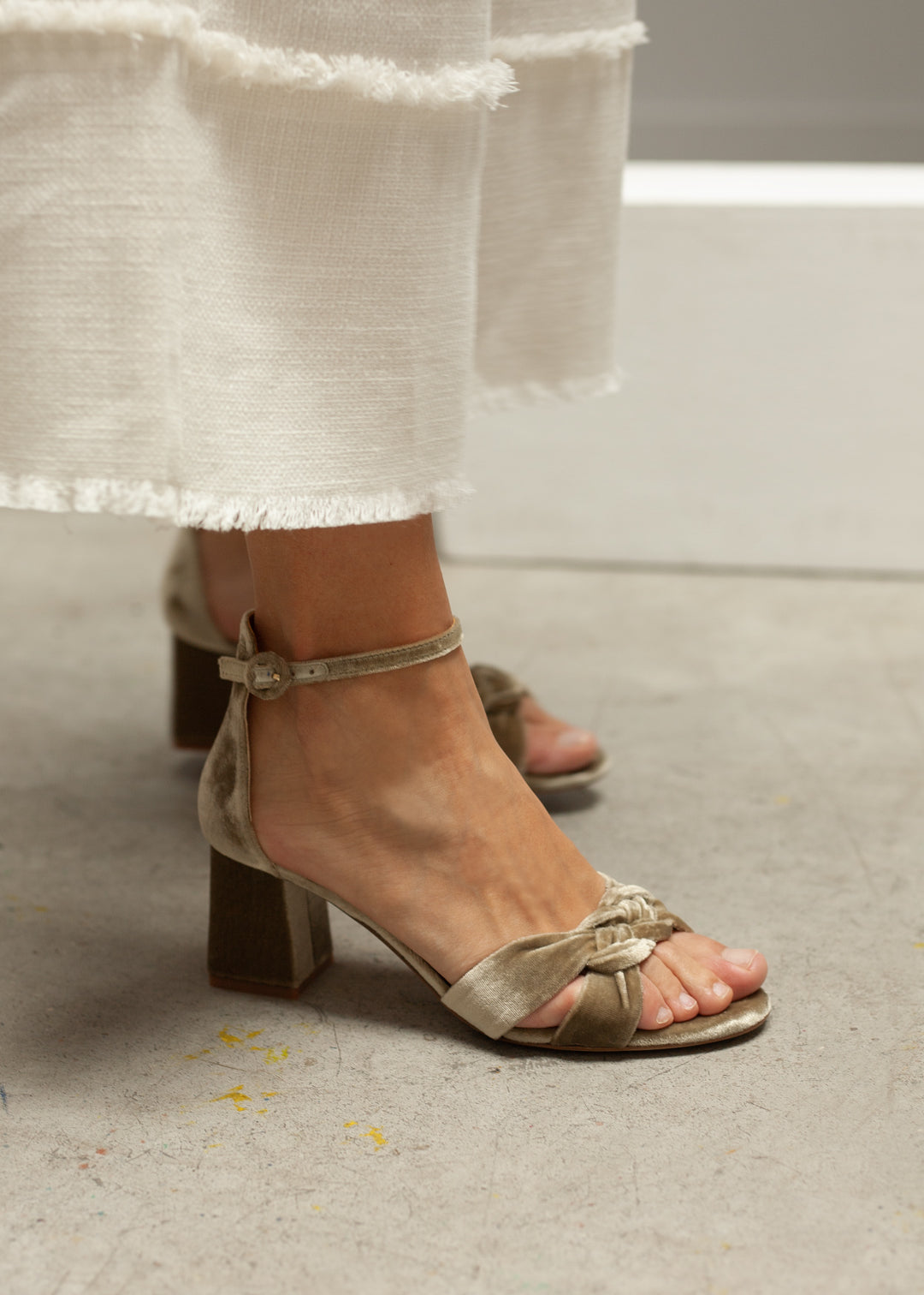 sandalias verdes terciopelo