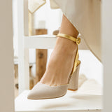 zapatos beige para novia