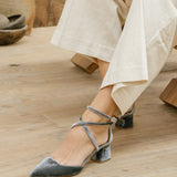 zapatos de terciopelo azules