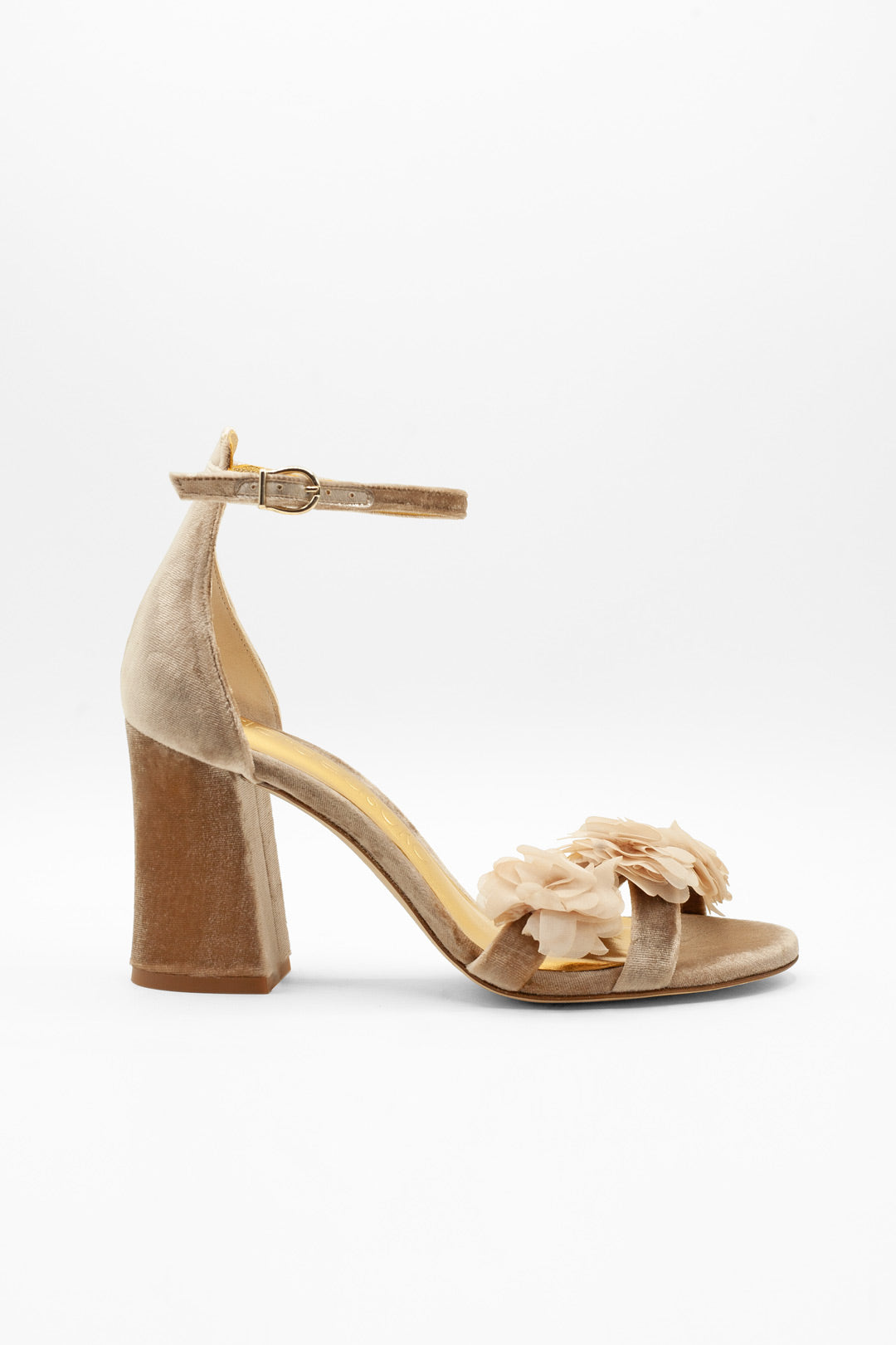Zapatos de tacón de novia con flores beige para novia con tacón bloque cómodo para boda o fiesta