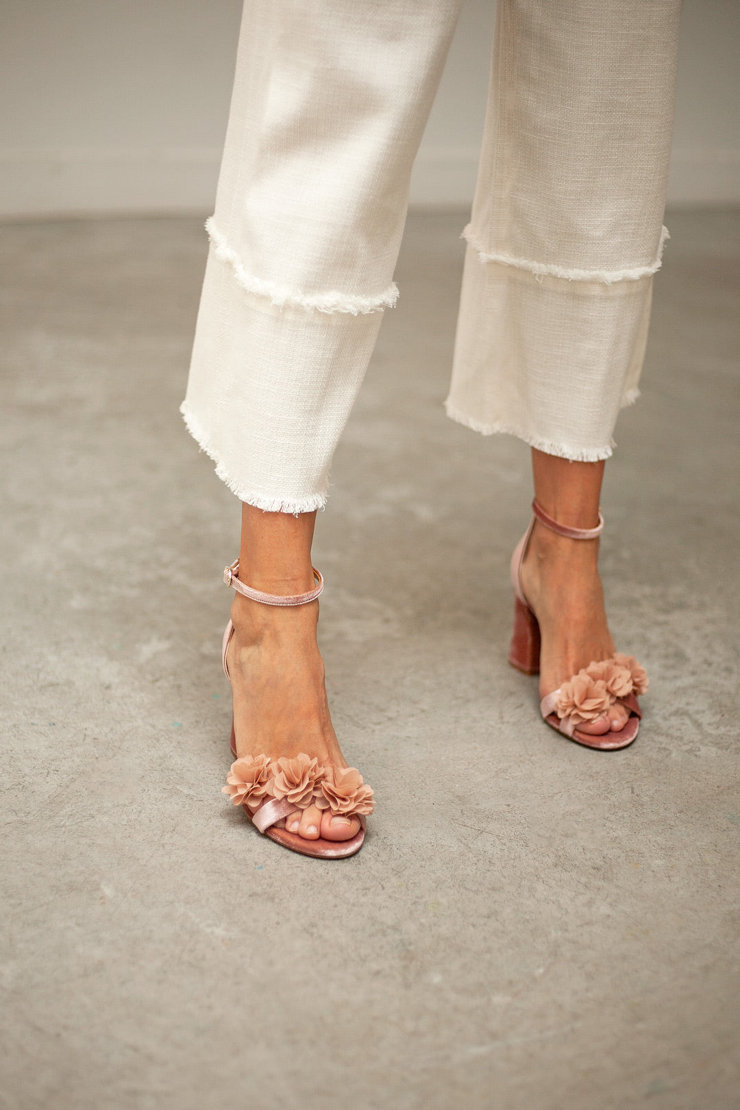 flordeasoka OPHELIA DUSTY PINK Pink velvet sandals with