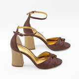 sandalias de piel metalizada