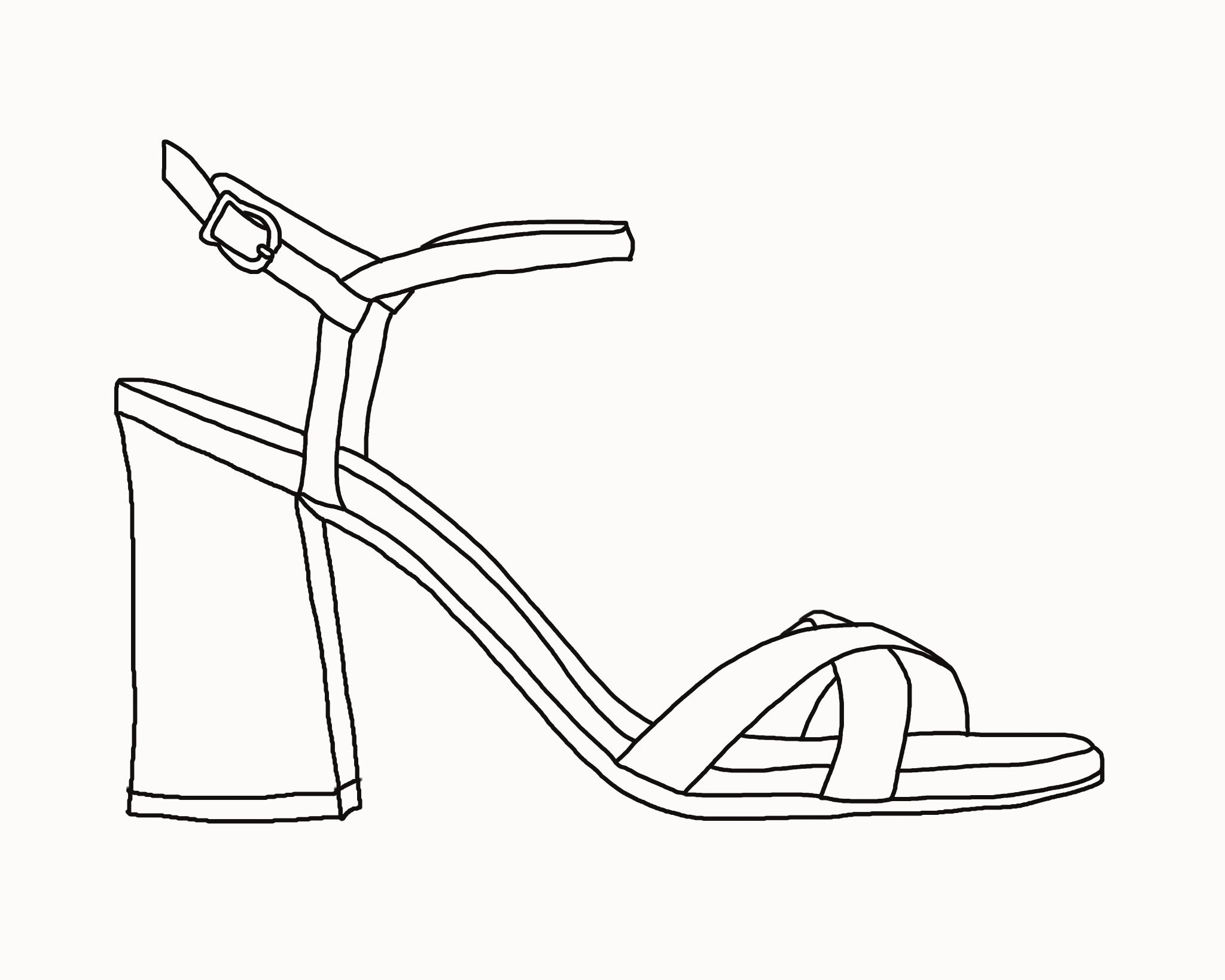 Dibujo zapato sandalia con tacón