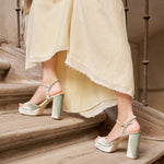 Sandalias con plataforma para novias elegantes de color verde